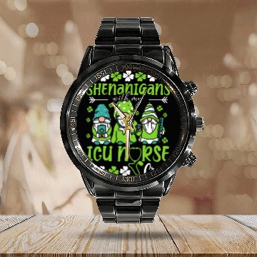 Discover Shenanigans With My ICU Nurse Crew Saint Calendar Steel Band Watch