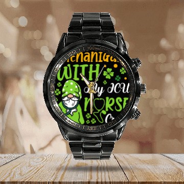 Discover Shenanigans With My ICU Nurse Crew Saint Calendar Steel Band Watch