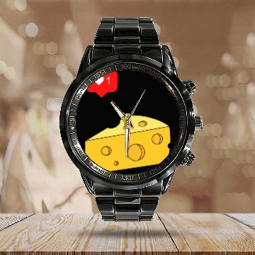 Discover Cheese Lover Calendar Steel Band Watch