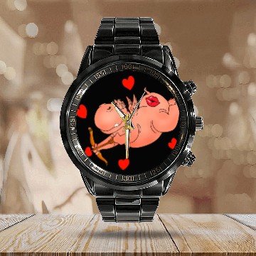 Discover Hippo Cupid. Happy Valentine's Day Calendar Steel Band Watch