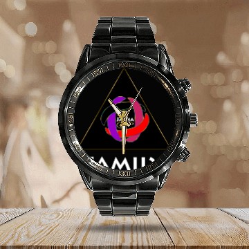 Discover FAMILY - WHITE PRINT Calendar Steel Band Watch