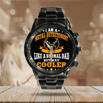 Discover Funny Metal Detecting Dad Calendar Steel Band Watch
