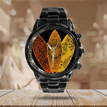 Discover Leo Lion Zodiac Sign Surfboard Surfing Horoscope Calendar Steel Band Watch