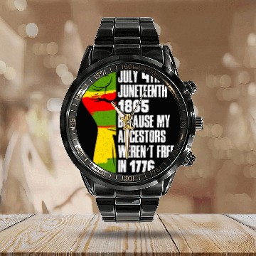 Discover Juneteenth free since 1865 Black History US Africa Calendar Steel Band Watch