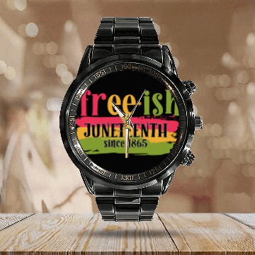 Discover Juneteenth free since 1865 Black History US Africa Calendar Steel Band Watch