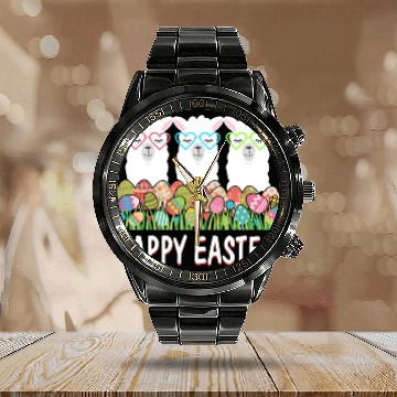Discover Happy Easter Eggs Easter Llama Alpaca Bunny Calendar Steel Band Watch