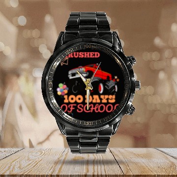 Discover I crushed 100 days of school Calendar Steel Band Watch