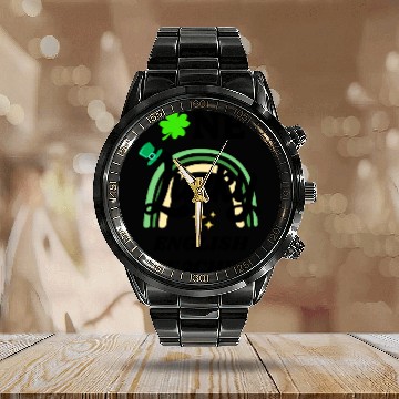 Discover English Teacher, St Patrick's Day Gift Calendar Steel Band Watch