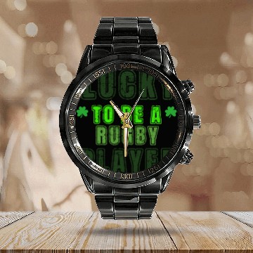 Discover Lucky Rugby Player, St Patrick's Day Gift Calendar Steel Band Watch