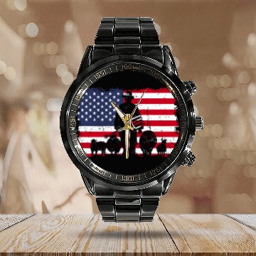 Discover American Flag Patriotic Farmer Farming USA Calendar Steel Band Watch
