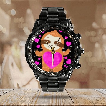 Discover Couple love you my sloth Valentine's Day Calendar Steel Band Watch