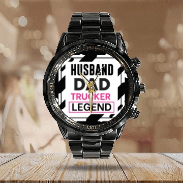 Discover husband dad trucker legend Calendar Steel Band Watch