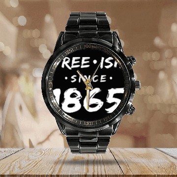 Discover Juneteenth free since 1865 Black History US Africa Calendar Steel Band Watch