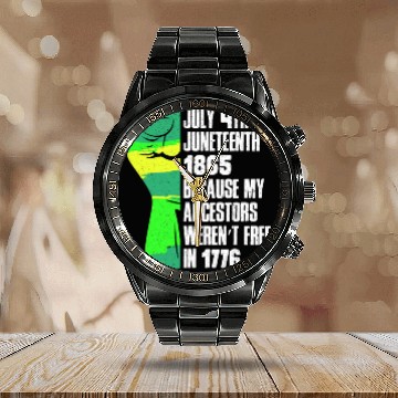 Discover Juneteenth free since 1865 Black History US Africa Calendar Steel Band Watch