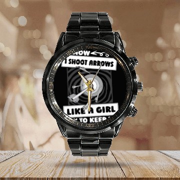 Discover Archery Girl Calendar Steel Band Watch