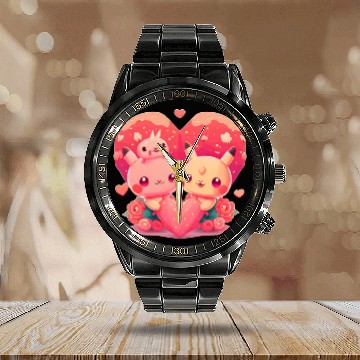 Discover Kawaii Bunny Family Valentinesday Calendar Steel Band Watch