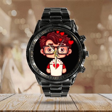 Discover Popcorn Movie Guy Calendar Steel Band Watch