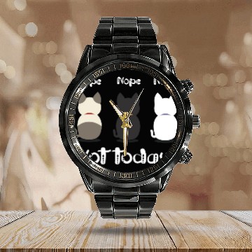 Discover Nope not today three cute kittens illustration Calendar Steel Band Watch