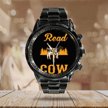 Discover Cow Gift Farmer Cattle Breeder Cows Calendar Steel Band Watch