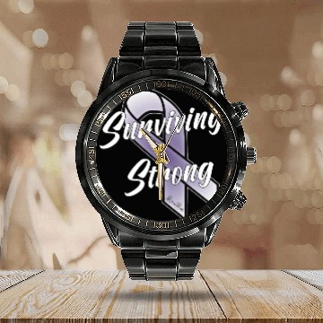 Discover Surviving Strong - Hodgkin's Lymphoma Cancer Calendar Steel Band Watch