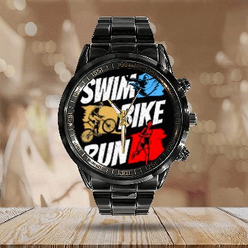 Discover Swim Bike Run Triathlete Triathlon Triathlons Calendar Steel Band Watch