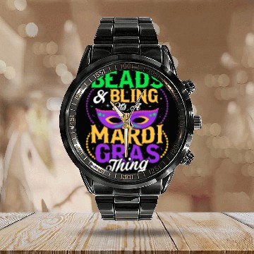 Discover Beads & Bling It's A Mardi Gras Thing Mask Parade Calendar Steel Band Watch