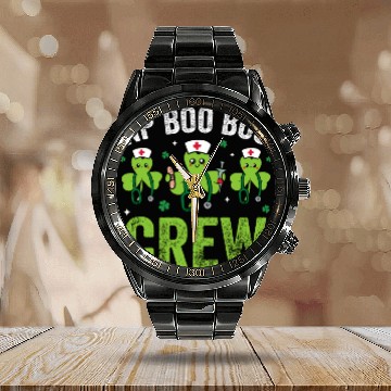 Discover Nurse Practitioner Crew Funny Shamrocks Calendar Steel Band Watch