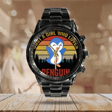 Discover Just A Girl Who Loves Penguins Penguin Lover Calendar Steel Band Watch