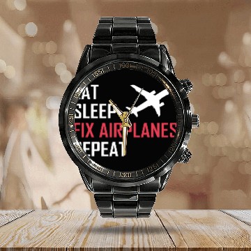 Discover Airplane mechanic aviation aircraft gift Calendar Steel Band Watch