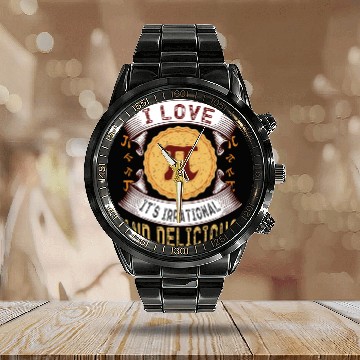 Discover I love Pi, it's irrational and delicious, Math Pie Calendar Steel Band Watch