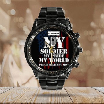 Discover My Daughter My Soldier My Pride... Calendar Steel Band Watch