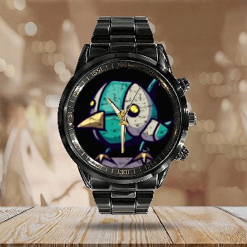Discover robot chick bird Calendar Steel Band Watch