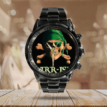 Discover ARRish Funny Irish Pirate Saint Patricks Day Calendar Steel Band Watch