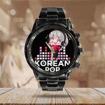Discover Kawaii Kpop Anime Finger Heart Korean Pop Chibi Calendar Steel Band Watch