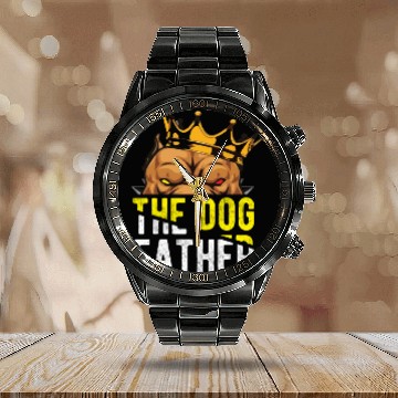 Discover The Dog Father - Pitpull Lover Calendar Steel Band Watch