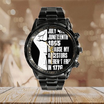 Discover Juneteenth free since 1865 Black History US Africa Calendar Steel Band Watch