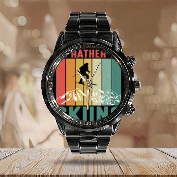 Discover I'd Rather Be Skiing Calendar Steel Band Watch