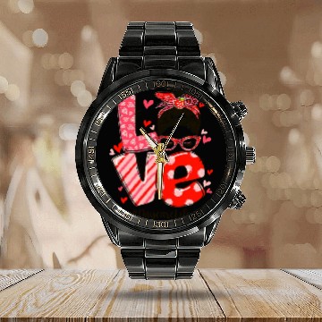 Discover ove Messy Bun Daycare Teacher Valentines Day Calendar Steel Band Watch