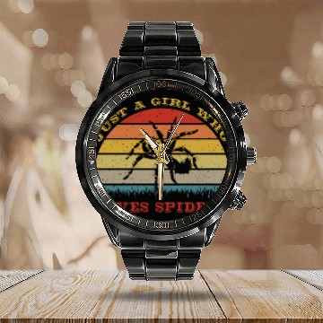 Discover Spider Lover Calendar Steel Band Watch