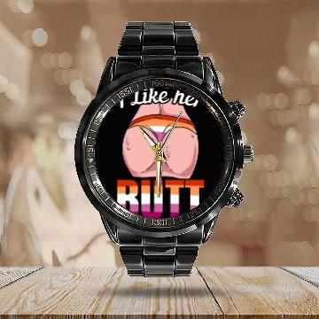 Discover I Like Her Butt Lesbian LGBT Pride Lesbian Rainbow Calendar Steel Band Watch