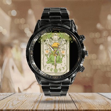 Discover Dark Cottagecore Wizard Frog Goblincore Aesthetic Calendar Steel Band Watch