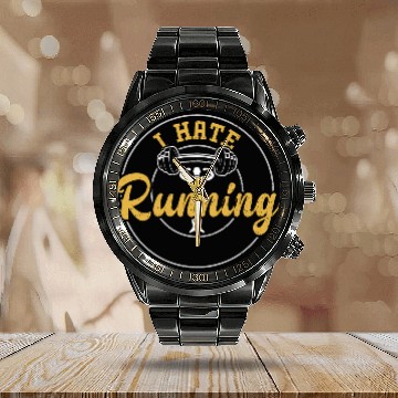 Discover I Hate Running - Gym Calendar Steel Band Watch