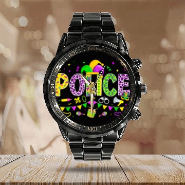 Discover Funny Police Lover Mardi Gras Carnival Party Calendar Steel Band Watch