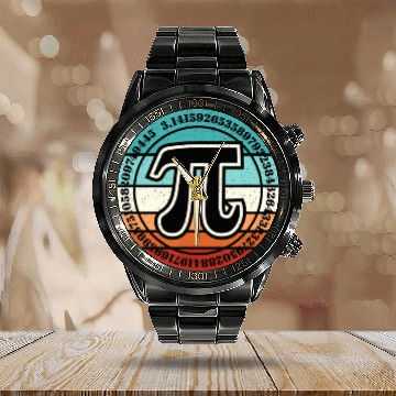 Discover Pi Day Retro Pi Symbol Math Teacher Nerd Geek 3 14 Calendar Steel Band Watch