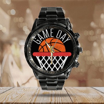 Discover Game Day Basketball Lover Basketball Player Calendar Steel Band Watch