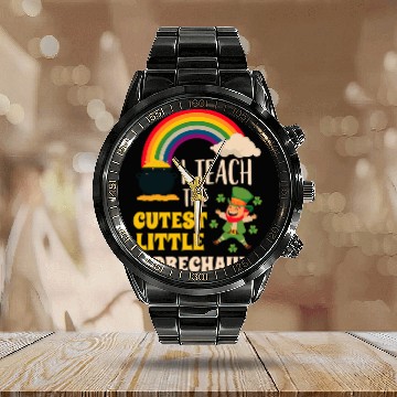 Discover I Teach Cutest Little Leprechauns St Patricks Day Calendar Steel Band Watch