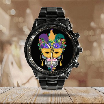 Discover El Dia De Los Muertos Mardi Gras Costume Flower Calendar Steel Band Watch