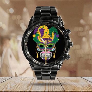 Discover Mardi Gras Mask El Dia De Los Muertos Flower Sugar Calendar Steel Band Watch