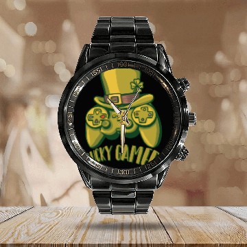 Discover Irish Video Game Controller Boys Gamer St Patricks Calendar Steel Band Watch