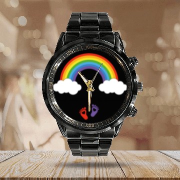 Discover God keeps his promises Rainbow infant gown Calendar Steel Band Watch